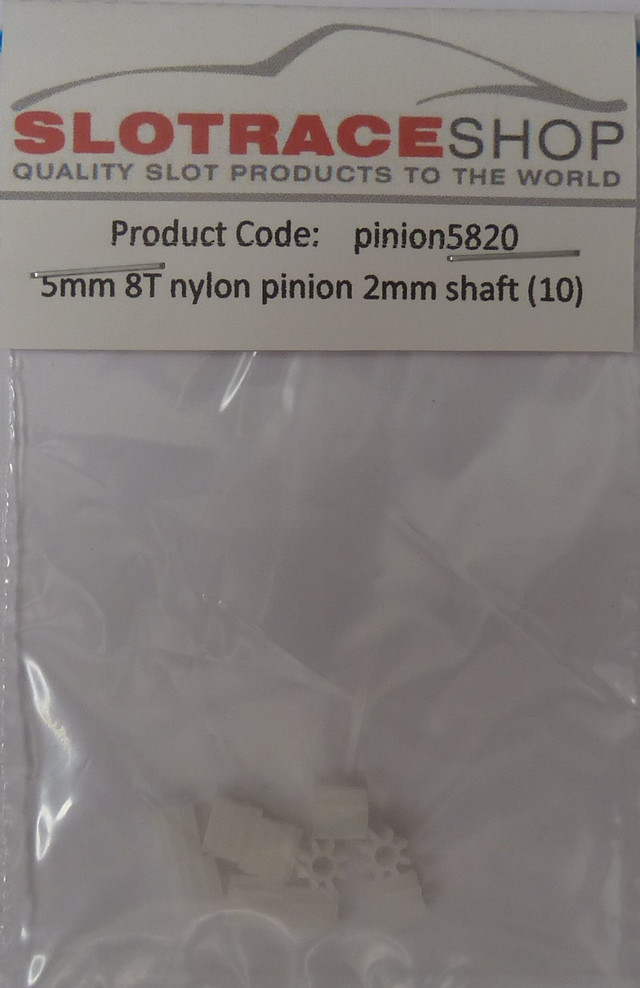 Pinion Nylon 5mm diameter 8 Tooth 2mm shaft (10 pack)
