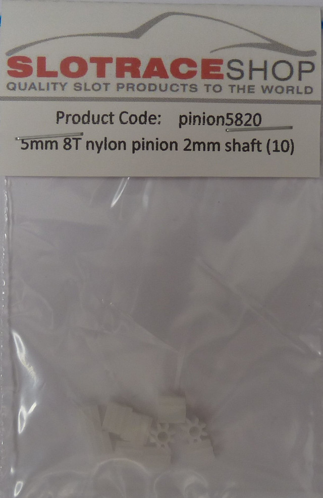 Pinion Nylon 5mm diameter 8 Tooth 2mm shaft (10 pack)