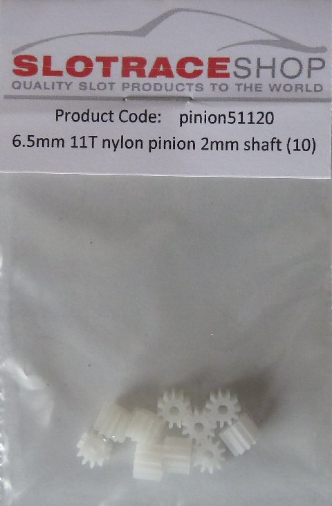 Pinion Nylon 6.5mm diameter 11 Tooth 2mm shaft (10 pack)