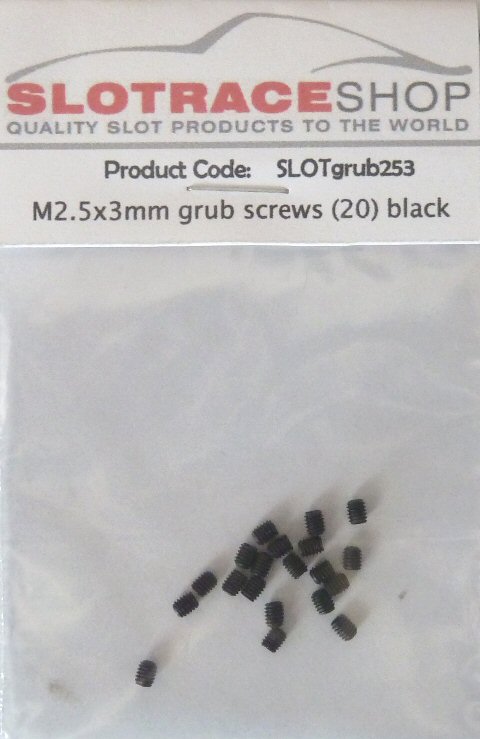 Grub Screws black steel M2.5 x 3mm (x 20)